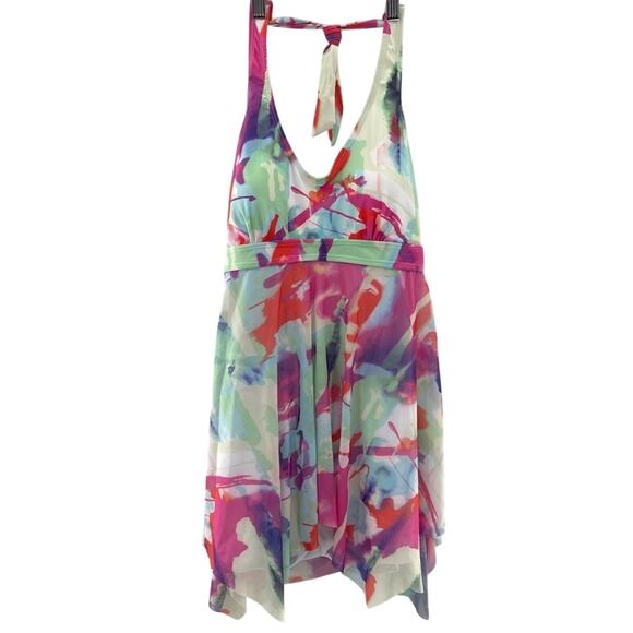 American Trends Colorful Tummy Control Slimming Swim Dress One Piece with Shorts - Picture 2 of 14